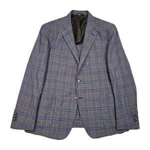P Langella Blazer Sports Coat Jacket Mens 46L Tartan Plaid Hopsack Deconstructed